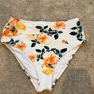 Womens CupShe High Rise Floral Swim Bottom Size Large
